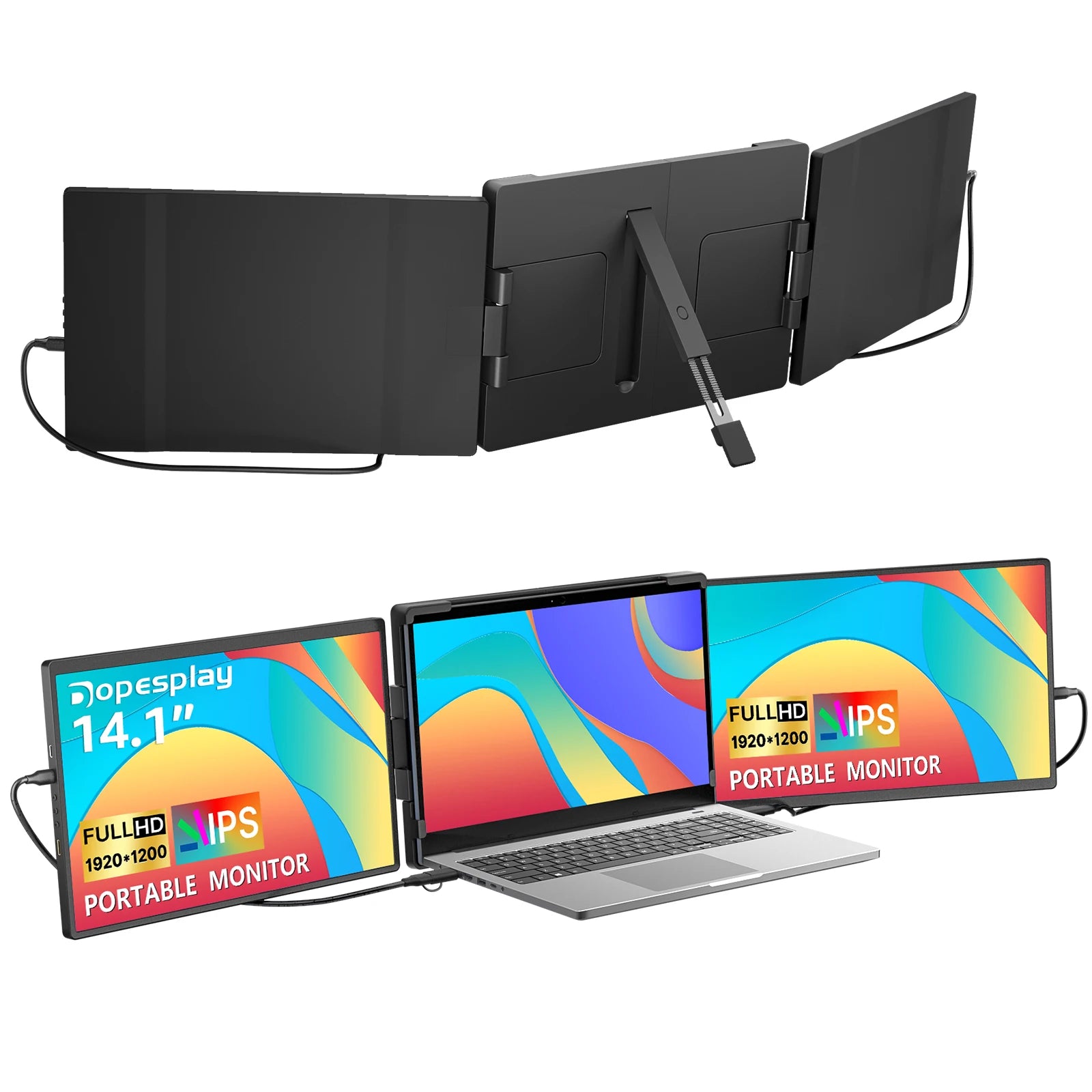 TripleView Portable Laptop Monitor - 15.6" FHD IPS Triple Screen Extender