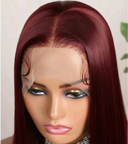 Burgundy Lace Front Wig (Human Blend)