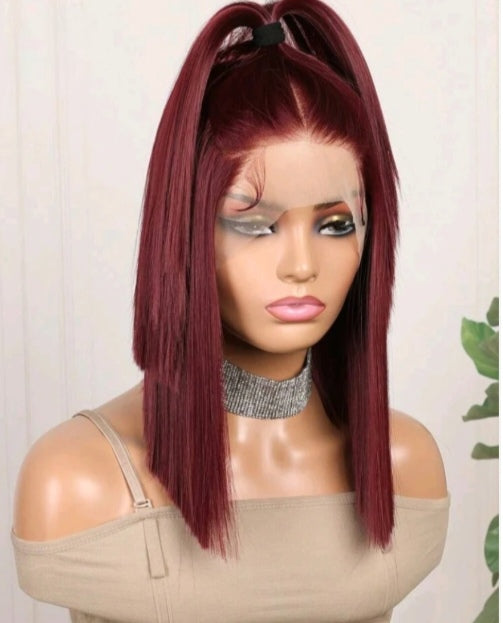 Burgundy Lace Front Wig (Human Blend)